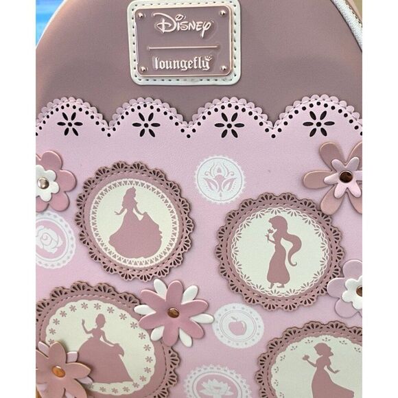 Loungefly Disney Princess Silhouettes Floral Lace Pink Backpack Belle Snow White main image 5